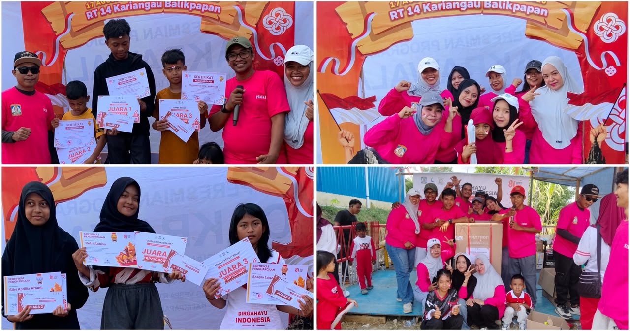 Kegiatan HUT RI ke-81 yang digelar di RT 14 Kelurahan Kariangau, Balikpapan Barat berlangsung meriah.
